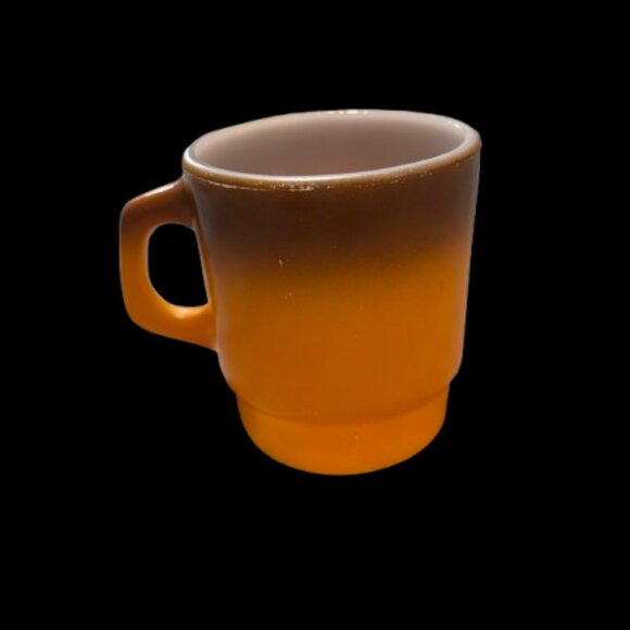 Vintage Anchor Hocking Fire King Orange & Brown Stackable Mug - Picture 1 of 3